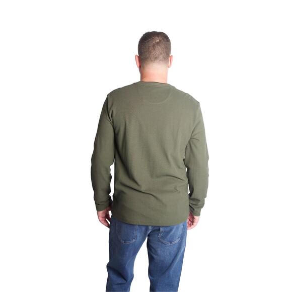 NEW VINCE micro waffle crewneck top in driver green